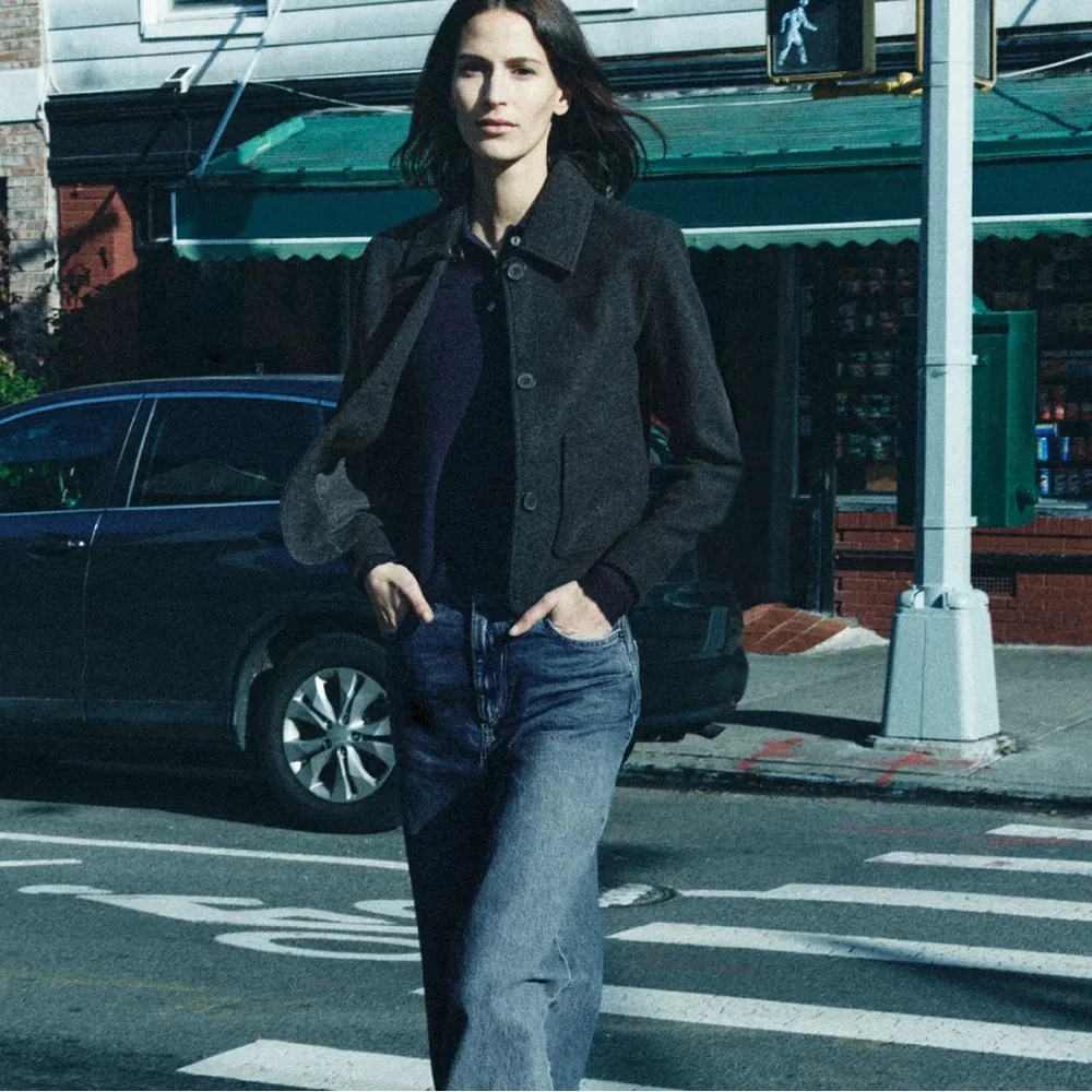 Zara Charcoal Gray Pea Coat‎ Jacket with Pockets Size X-Small